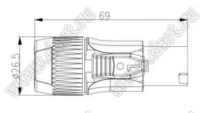 55-110411-04 штекер силовой на провод прямой; 4-конт.; 20A/500V
