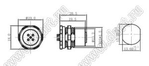 54-200451-05 розетка на кабель; 4-конт.; 5A/60V