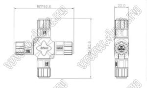 53-200491-40 соединитель 4-х кабелей прямой разборный; 4-конт.; 15A/300V