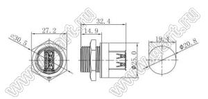 53-500552-01 розетка USB-А на панель; 5-конт.; 2A/60V