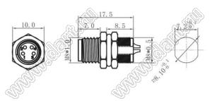 63-100451-01 вилка на панель; 4-конт.; 3A/60V