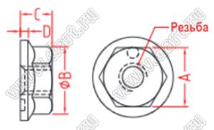M1024B-65 гайка; 10-24 UNC; с цельнолитой шайбой; нейлон-66 (UL); натуральный