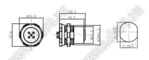 54-200251-06 розетка на кабель; 2-конт.; 5A/60V