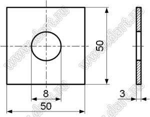 BSQW-080500-30-AISI304 шайба квадратная плоская; сталь нержавеющая AISI 304; сталь нержавеющая