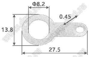 BLGND-8.0 терминал (“лепесток”) заземления для печатной платы под винт М8; d=8,2мм; латунь луженая