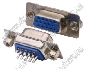DS1035-15F2-CS (5508-15S-02-CS, DHS-15F) розетка D-SUB "высокой плотности" для пайки на кабель; 15-конт.; гайки сзади
