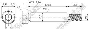 BLBS-D10(M8x1.25)-L120 болт плечевой по DIN7379; резьба M8; D=10мм; L=120мм; P=1,25мм; шаг резьбы 1,25мм; сталь