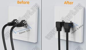 RJ45-MALE ANGLE/RJ45-FEMALE PANEL 0,3m кабель информационный CAT5e RJ45 вилка угловая/розетка на панель; длина 0,3m
