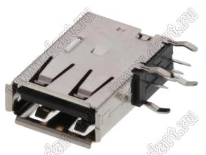 US01-213BR (482040001) розетка USB2.0 на плату для выводного монтажа угловая вертикальные тип A