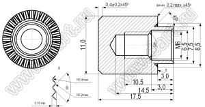 БА8.226.318-30 (ЮПИЯ.715331.001-30) 不锈钢AISI304; резьба М6; D=11,0мм; L=17,5мм; H=7,0мм; сталь нержавеющая AISI 304