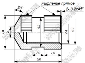 БА8.226.310-03 (ЮПИЯ.714633.002-03) втулка резьбовая закладная; М4; L=6,0мм; сталь углеродистая оцинкованная