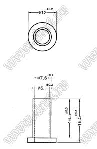 TW-165 втулка изолирующая для транзистора в корпусе TO-220; нейлон-66(UL); нейлон-46 (UL); 94V-0; натуральный