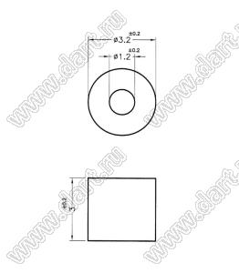 1.2-3 стойка трубчатая гладкая; A=3,0мм; B=1,2мм; C=3,2мм; нейлон-66 (UL); натуральный