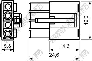3920-04A (MFC-04F, KR4500HF-1X04P-1) корпус розетки на кабель; P=4,50мм; 4 (1x04)-конт.