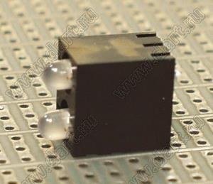 LED-310 держатель двух 3мм светодиодов на плату угловой; нейлон-66 (UL); черный; C=4,1мм
