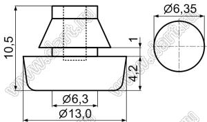 TNF-3 ножка приборная под защелку в шасси; 13,0x4,2мм; резина; черный