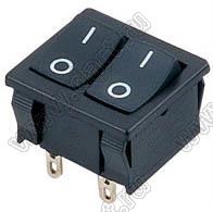 KCD5-B1-201O12BB переключатель клавишный ON-OFF; 21,0х24,3мм; 6A/12A 250VAC; толкатель черный/корпус черный; без подсветки;  маркировка "O I"; терминалы 3,0x0,8мм