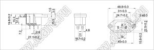 SP-864A2-15A вилка IEC60320(C14) cетевого питания 15A на винтах на панель