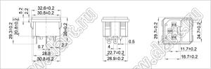 SP-861A1B01 (R-3014, AS-08) вилка IEC60320(C14) сетевого питания с предохранителем и защелками на панель толщиной 1,3мм