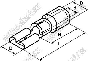 FDD2-312 наконечник изолированный ножевой (мама), для провода A.W.G. 16-14 сечением 1,5-2,5 кв.мм., ток  1,5-2,5А, синий изолятор; медь луженая/пластик