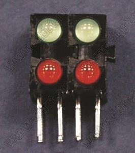 LED-6302 держатель двух 3-мм светодиодов угловой на плату с "ласточкиным хвостом"; нейлон-66 (UL); черный; C=3.2мм