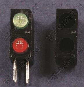 LED-322 держатель двух 3мм светодиодов на плату угловой; нейлон-66 (UL); черный; C=3,3мм