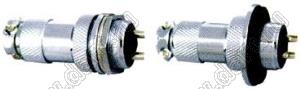 GX20-05PW/YC разъем промышленный металлический (комплект: вилка на прибор+розетка на кабель); 5-конт.; Iконт.=10А; никелирование
