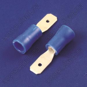 MDD2-187(5) наконечник изолированный ножевой (папа), для провода; s=1.5-2.5кв.мм; AWG 16-14; I max=15А; синий; медь луженая/пластик