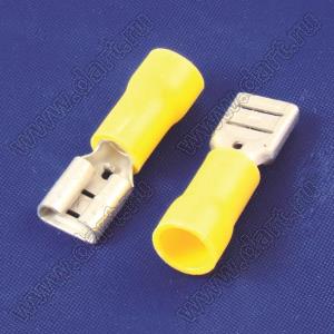 MDD5.5-250 наконечник изолированный ножевой (папа), для провода; s=4-6кв.мм; AWG 12-10; I max=24А; желтый; медь луженая/пластик