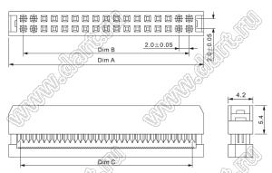 4400-12SR (IDC2-12F, DS1017-12NA2B) розетка IDC, шаг 2,0x2,0мм на плоский кабель (шлейф) с шагом 1,0 мм; 2x6-конт.