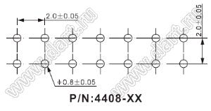 4408-20 (FDC2-20) колодка IDC, шаг 2,0x2,0мм на плоский кабель (шлейф) с шагом 1,0 мм для монтажа в отверстия; 2x10-конт.