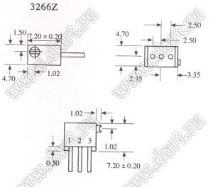 3266Z-1-101 (100R) резистор подстроечный многооборотный; R=100(Ом)