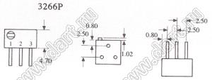 3266P-1-501 (500R) резистор подстроечный многооборотный; R=500(Ом)