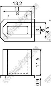 CVR-1394-3 заглушка разъема стандарта 1394; полипропилен PP (UL); серый