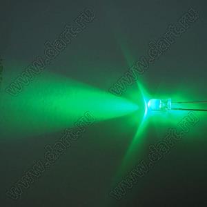 BL-SG525BB3-30 светодиод круглый 5 мм; зеленый; 521...524нм; корпус прозрачный; 2,9...3,1V; 13000...15000мКд; 35°