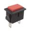 KCD1-PFW-104O81RB (KCD1-601) переключатель кнопочный (ON)-OFF; 21,5х15,2мм; 6A 250VAC/10A 125VAC; толкатель красный/корпус черный; без подсветки;  маркировка - нет; терминалы 4,8x0,8мм