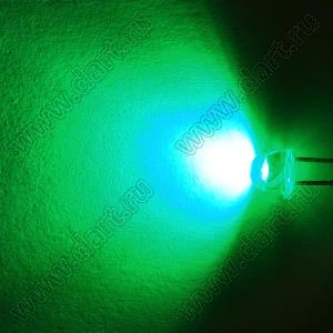 BL-SG568B3-30 (BIN-1) светодиод круглый 4,8x5,0 мм; зеленый; 521...524нм; корпус прозрачный; 3,0...3,2V; 1000...2000мКд; 95°
