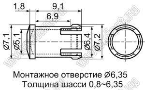 LC5-1 держатель 5-мм светодиода в панель; поликарбонат (UL); прозрачный
