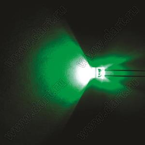 BL-SG707B3-30 (BIN-1) светодиод цилиндрический 5,0x5,3 мм; зеленый; 521...524нм; корпус прозрачный; 3,1...3,3V; 1000...1500мКд; 70°