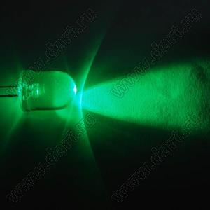 L810FTF-01 светодиод круглый 10 мм; зеленый; 525нм; корпус диффузный; 8500…11000мКд; 40°