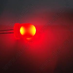 DB10-132 светодиод круглый 10 мм; красный; 658…700нм; корпус прозрачный; 1,9...2,1V; 2мКд; 50°
