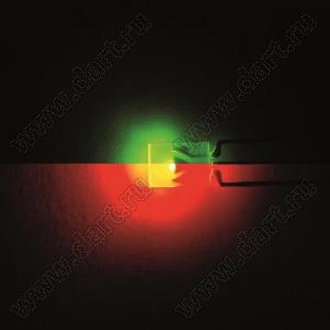 DR2-30OGC (HD2-30OGC, L-119SRSGWT-CC) светодиод двухцветный прямоугольный 2x5x7 мм; красный/желто-зеленый; 618…625/567…570нм; корпус прозрачный; 2,05/2,15V; 5…10/6…11мКд; 140°