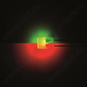 DR2-31OG светодиод двухцветный прямоугольный 2x5x7 мм; красный/желто-зеленый; 618…625/567…570нм; корпус прозрачный; 2,05/2,15V; 5/5мКд; 140°