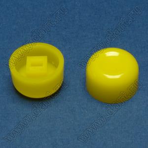 A01-Y толкатель (колпачок) круглый D=11мм; h=7,8мм; посадочное отверстие 2x3мм; пластик ABS; желтый