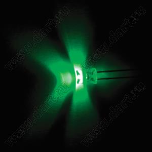 BL-SG703/1B3-30 (BIN-2) светодиод зеленый; цилиндр с внутренним конусом 5x7,8мм; 521-524нм; 200-300мкд; 3,1-3,3V; 180град