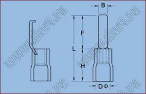 LBV5.5-4.6 наконечник штыревой изогнутый с зацепом, для провода A.W.G. 12-10 сечением 12-10 кв.мм., ток 48А