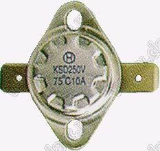 Термостаты KSD301(KSD302) серии: тип FBHL неподвижный фланец, горизонтальные выводы