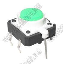 TS-G010E кнопка тактовая с подсветкой; зеленый светодиод