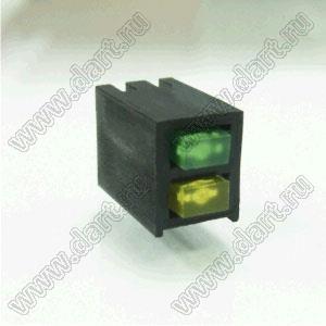 LED-521 держатель двух светодиодов на плату угловой; нейлон-66 (UL); черный