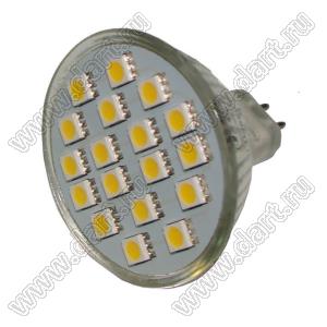 MR16-WW5050-12 лампа светодиодная; MR16 (GU5,3); 3LEDs; Uп=DC12V; P=1,8Вт; белый теплый
